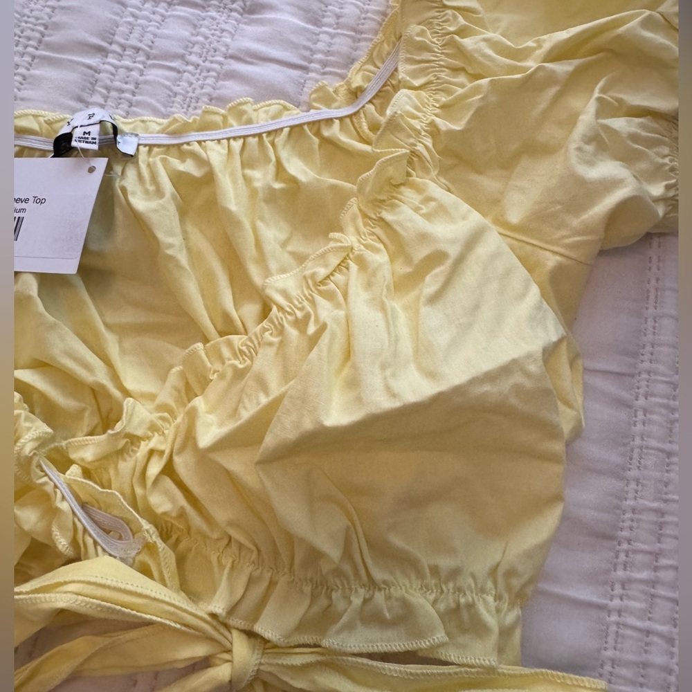 Yellow Ruffled Front-Tie Top! - Picture 2 of 3
